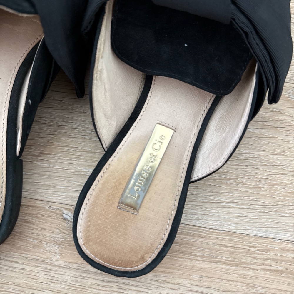Louise et Cie Pointed Toe Black Bow Mules 5.5M - Picture 3 of 6